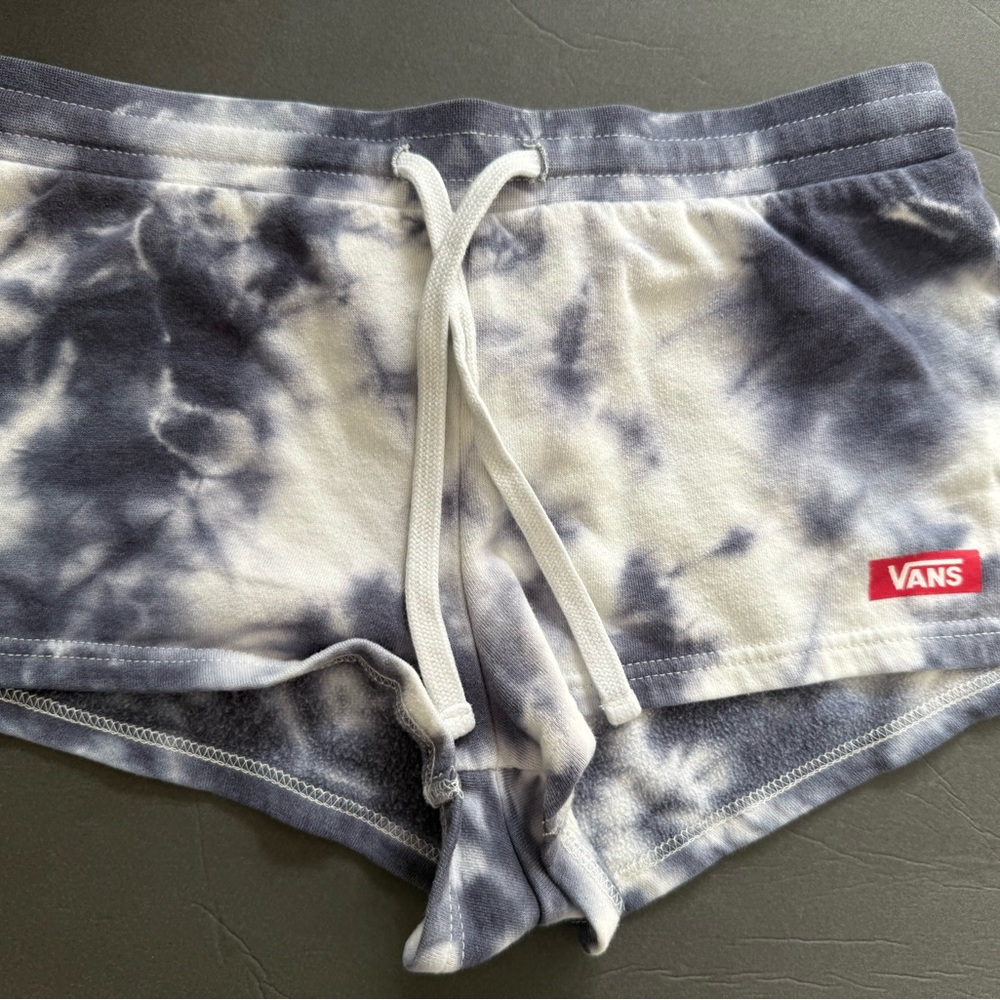 Vans Women's Blue and White Tie-Dye Athletic Shorts